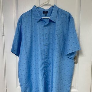 NWT George Mens blue design button down shirt. Size 2XL